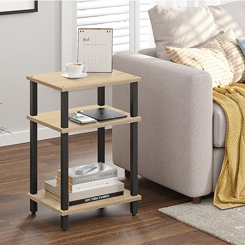 End Table, Side Table, Nightstand, 3-Tier Storage Shelf, Couch Table for Small Space, Living Room, Bed Room TB01BO049