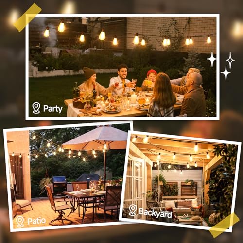 75FT LED Outdoor String Lights S11 Dimmable Patio Light, with 22+2 Waterproof Shatterproof Edison 2700K Bulbs for Outside Backyard Deck, Black