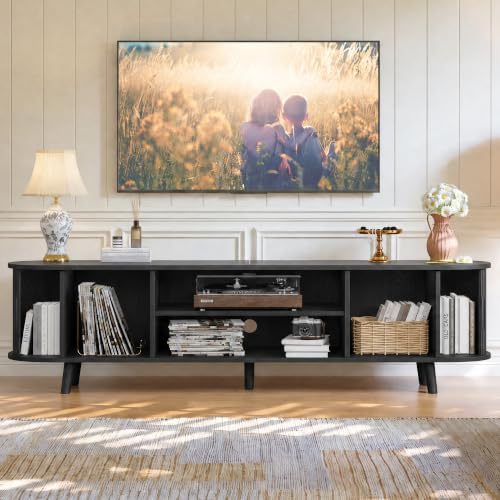 62.8" Mid Century Modern TV Stand with Fluted Sliding Doors, view 6