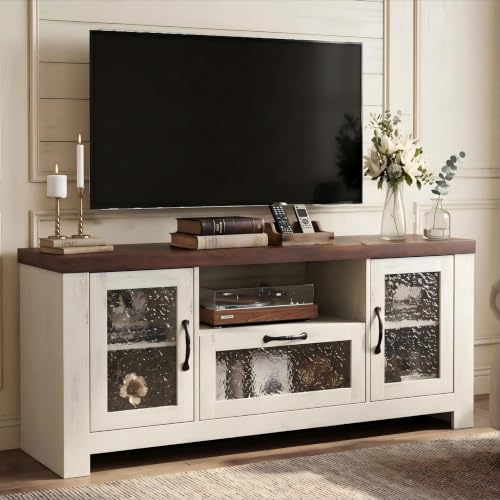 Farmhouse White & Brown TV Stand for 65 Inch TV for Living Room, view 2