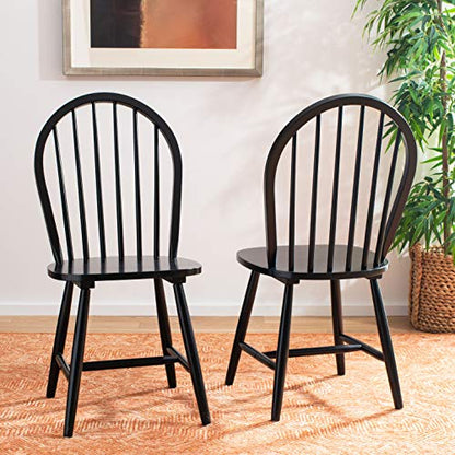 SAFAVIEH Furniture - Camden Spindle Dining Chair Set of 2 - Black - Solid Wood - Classic Windsor Design - Ideal for Dining Room, Kitchen, 17.83" Seat Height (DCH8501A-SET2)