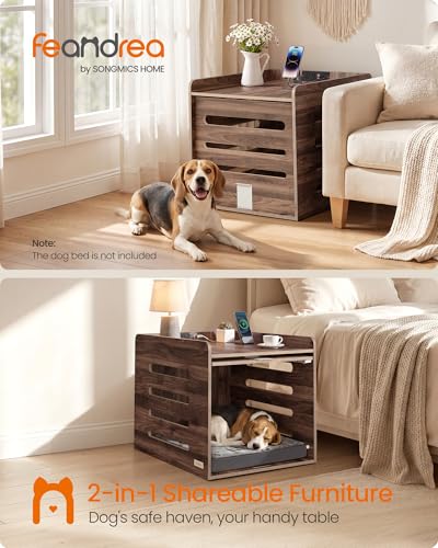 Modern Dog Crate Furniture with Flip-Up Hidden Door, Charging Station, view 3