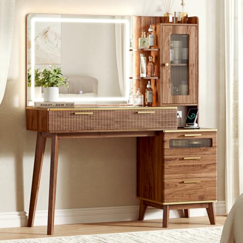 Vanity Desk with 29.53" HD Lighted Mirror, view 2