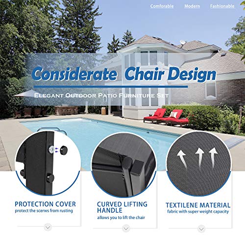 4 Pieces Patio Furniture Sets,Outdoor Patio Conversation Sets with Glass Coffee Table, Small Porch Balcony Furniture, Patio Table and Chairs Set for Garden, Backyard (Black)