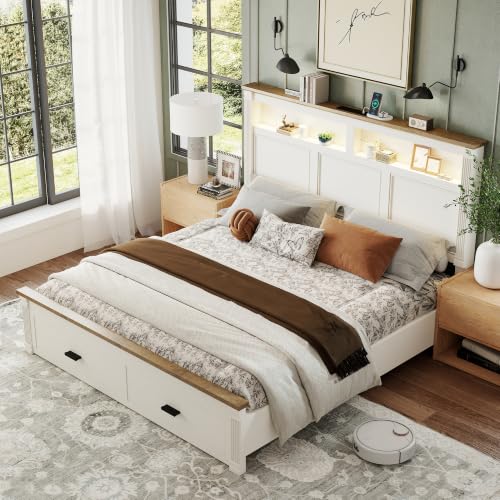 54" Tall King Bed Frame with Farmhouse Roman Column Headboard, view 2