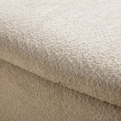 Linley Contemporary Large Storage Bouclé Ottoman with Wood Legs, Ivory