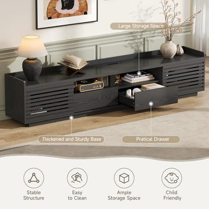 78.7" TV Stand for TV Up to 85",Mid-Century Modern TV Console Black, view 6