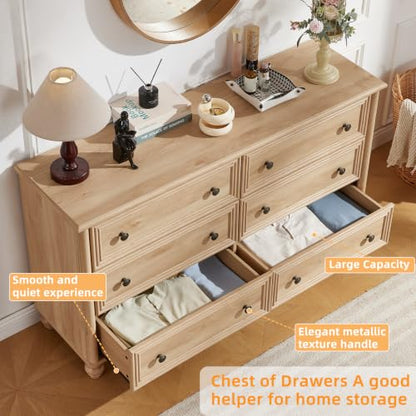 54" Dresser for Bedroom, Farmhouse 6 Drawers Dressers with Gourd Legs, view 4