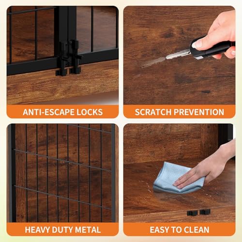 Dog Crate Furniture with 360° Rotatable Bowls, view 4