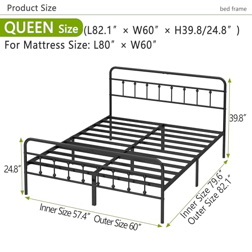 Kujielan Metal Bed Frame Queen Size,Easy to Assemble,Black, view 4