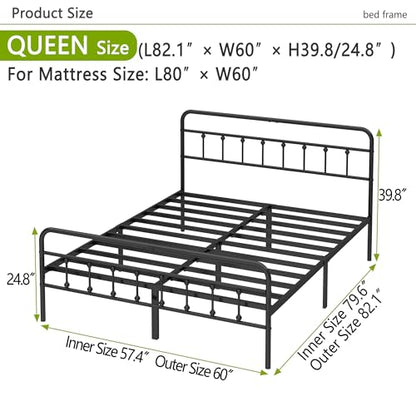 Kujielan Metal Bed Frame Queen Size,Easy to Assemble,Black, view 4