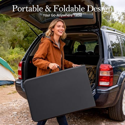 6FT Folding Table with Carrying Handle: Upgrade Thickened Heavy Duty Portable Foldable Table | Plastic Folding Tables for Party, Dining, Wedding, Events, Picnic Indoor, Outdoor, Camping, Utility Black