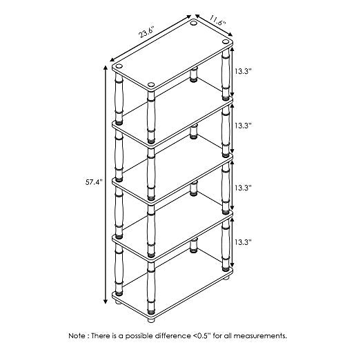Turn-N-Tube 5-Tier Multipurpose Shelf / Display Rack / Storage Shelf / Bookshelf, Classic Tubes, Espresso/Black