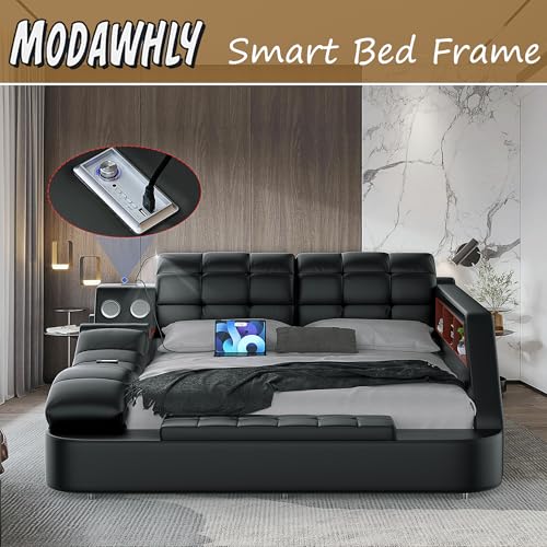 Black multifunctional massage recliner bed with music and charging features, view 4
