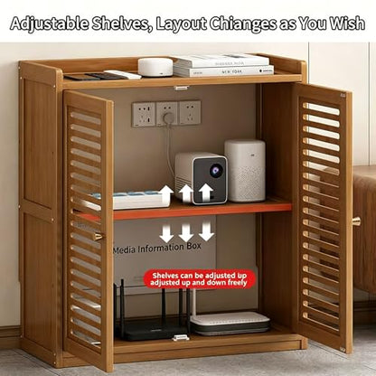 Wifi Router Storage Cabinet with Adjustable Shelves, 2-Tier Storage, view 6