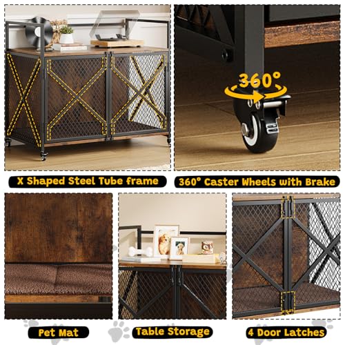 41 Inch Dog Crate Furniture with Cushion, Indoor Dog Kennels, view 5
