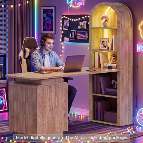 59" Computer Desk, Oak, view 6
