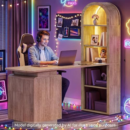 59" Computer Desk, Oak, view 6