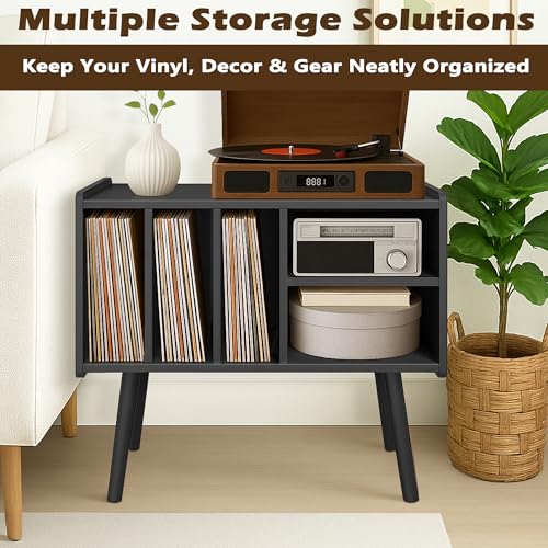 Montex Record Player Stand with Vinyl Storage, view 7