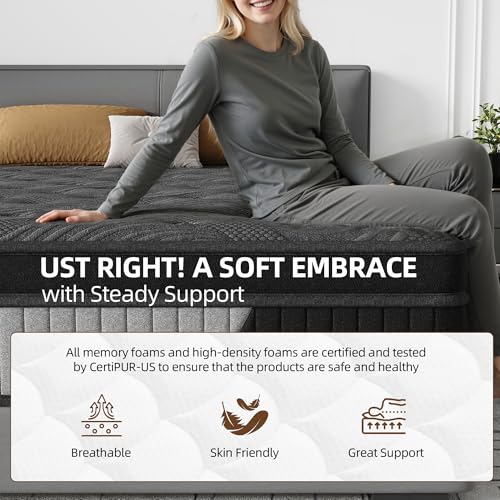 12 Inch Hybrid Mattress -Queen Memory Foam & Individual Pocket Springs, view 6