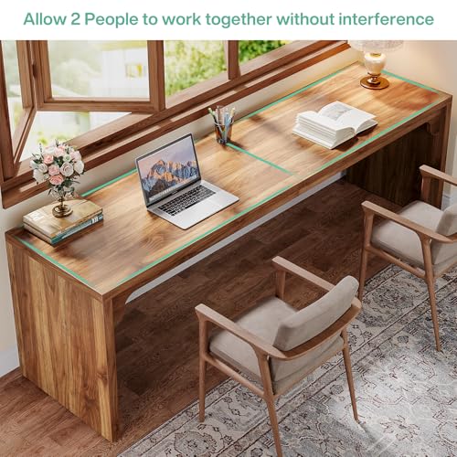 Tribesigns 78.7-Inch Extra Long Desk, Two Person Long Computer Desk, Double Writing Table for Home Office, Light Walnut Brown