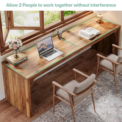 Tribesigns 78.7-Inch Extra Long Desk, Two Person Long Computer Desk, Double Writing Table for Home Office, Light Walnut Brown