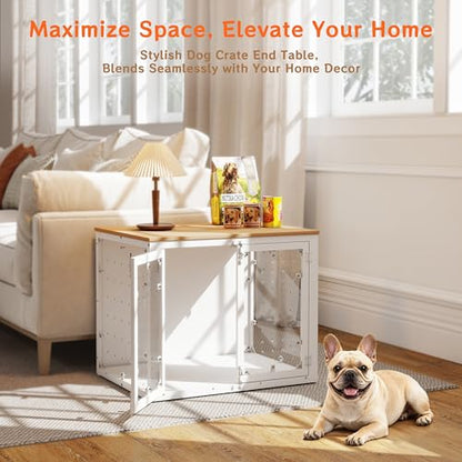 31.5" Transparent Furniture Dog Crate for Small Dogs, with Cushion, view 3