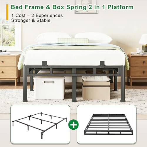 22 Inch King Bed Frame Double Layer 2 in 1 Platform with Round Corner, view 4