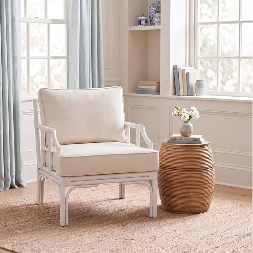 Safavieh Home Kazumi Coastal White Rattan Cushion Accent Chair (ACH6508A)