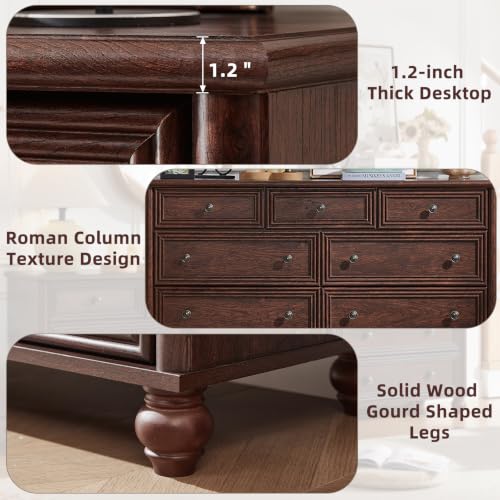 54" Dresser for Bedroom, Farmhouse 7 Drawers Dressers with Gourd Legs, view 4