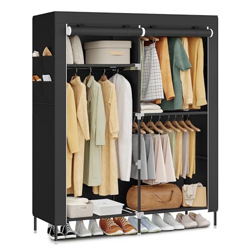 Portable Closet, Fabric Wardrobe, Clothes Rack with Shelves, view 2