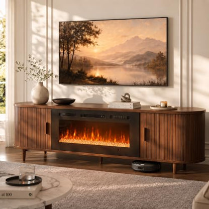 80″ Fluted Fireplace TV Stand, view 2