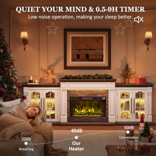 104" Fireplace TV Stand, Adjustable Flame Color, view 8