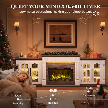 104" Fireplace TV Stand, Adjustable Flame Color, view 8