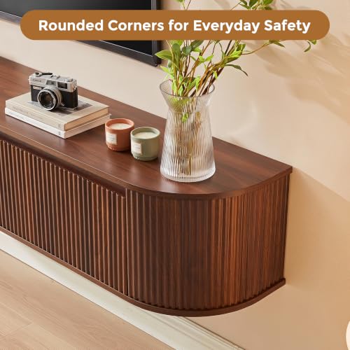 70.8" Floating Fluted TV Stand with Legs and Power Outlet for TVs up to 80", view 6