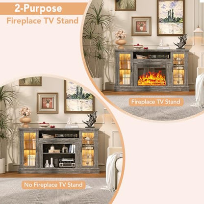 2-in-1 Multifunctional Fireplace TV Stand with 23" Removable Electric Fireplace, view 4