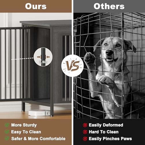 47.24" Dog Crate Furniture for 1 or 2 Dogs, 65-92 Pounds, Dark Grey, view 7