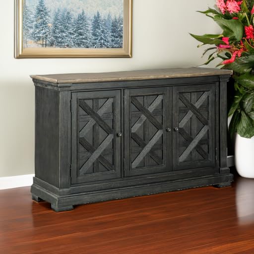 Signature Design by Ashley Farmhouse Sideboard Buffet Cabinet, Black/Gray, view 3