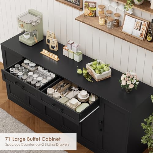 71” Large Buffet Cabinet with Storage, view 6