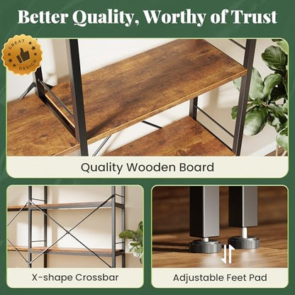 5 Tier Bookshelf, L Shaped Corner Bookshelf with 10 Open Shelves, view 7