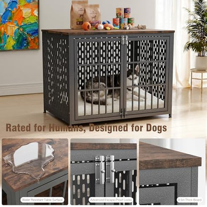Heavy Duty 42 Inch Indestructible Furniture Dog Crate for High Anxiety Dogs, view 5