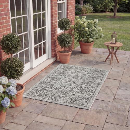 SAFAVIEH Courtyard Collection 2' x 3'7" Grey/Black CY8680 Indoor/ Outside Waterproof Easy cleansingPatio Backyard Mudroom Accent Mat
