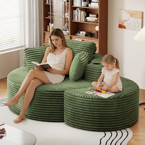 Oversized Round Chaise Longue Chair with Ottoman, view 4