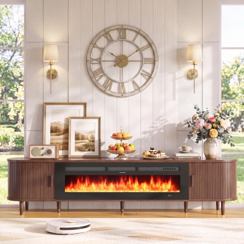 MXV 90" Fireplace TV Stand with Electric Fireplace, view 8