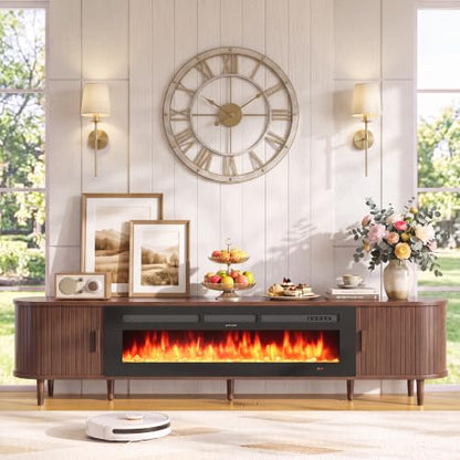 MXV 90" Fireplace TV Stand with Electric Fireplace, view 8
