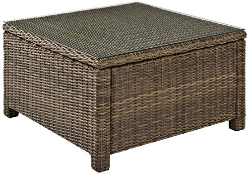 Bradenton All Weather Rattan Wicker Outdoor Sectional Coffee Table for Patio, Deck, Porch, Brown