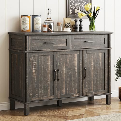 48 Inch Buffet Cabinet with Storage, Rustic Brown, view 2