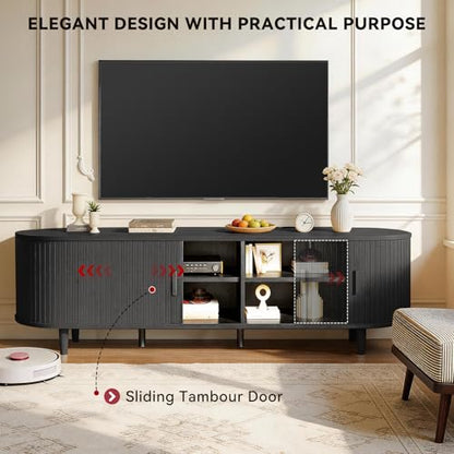 70" Mid Century Modern TV Stand with Power Outlet, view 5