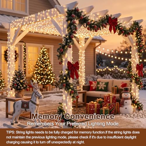 Solar String Lights 2 Pack Total 66FT 200LED Solar Fairy Lights Outdoor Waterproof 8 Lighting Modes Twinkle Lights for Patio, Garden Yard Party Wedding Tree Christmas Halloween Decoration, Warm White