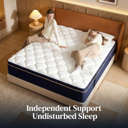 Queen Size Mattress,14 Inch Queen Mattress Hybrid in a Box, Medium Firm Memory Foam with Individual Pocket Springs, Upgrade Zoned Support, Motion Isolation&Pressure Relief, CertiPUR-US